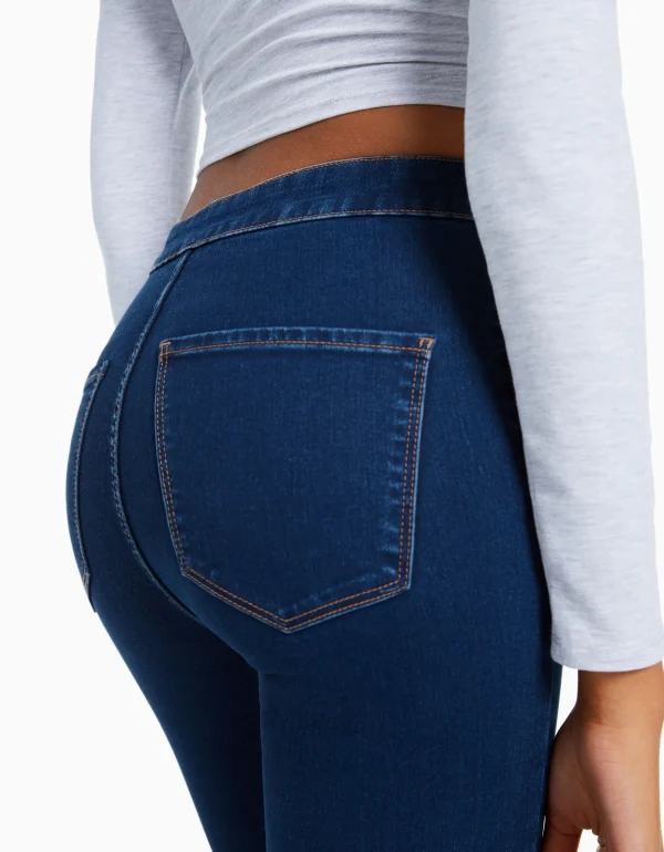 BERSHKA Jeans*Jean jegging taille très haute Bleu