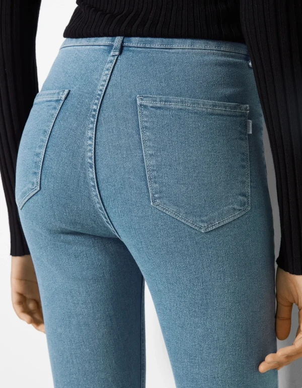 BERSHKA Jeans*Jean jegging taille très haute Bleu