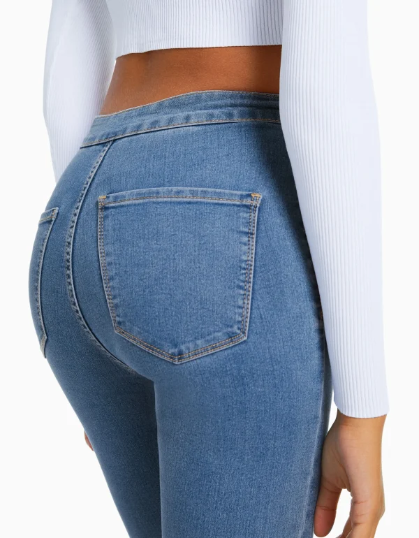 BERSHKA Jeans*Jean jegging taille très haute Bleu