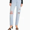 BERSHKA Jeans*Jean mom déchiré Bleu