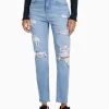 BERSHKA Jeans*Jean mom décontracté déchiré Bleu