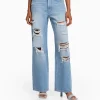 BERSHKA Jeans*Jean 90’s wide leg déchiré Bleu lavé