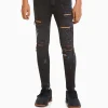 BERSHKA Jeans*Jean skinny déchirures taches de peinture Bleu lavé