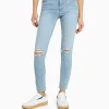 BERSHKA Jeans*Jean skinny taille basse vintage Bleu