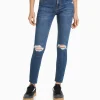 BERSHKA Jeans*Jean skinny taille basse vintage Bleu