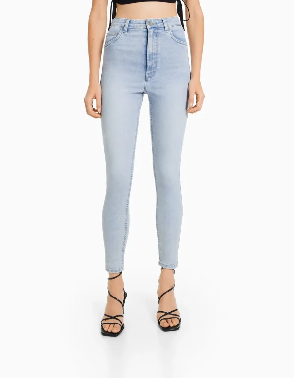 BERSHKA Jeans*Jean skinny taille haute Bleu