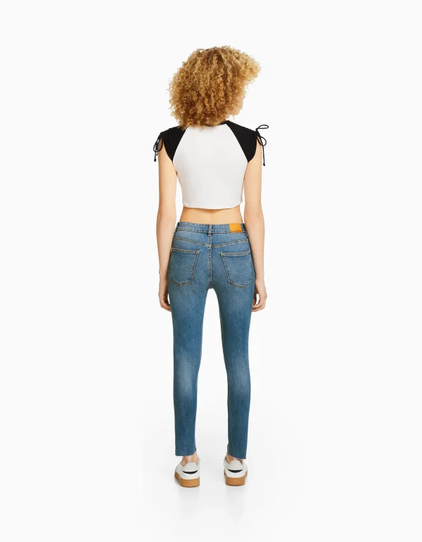 BERSHKA Jeans*Jean skinny taille haute Bleu