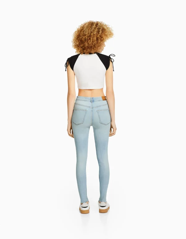 BERSHKA Jeans*Jean skinny taille haute Bleu