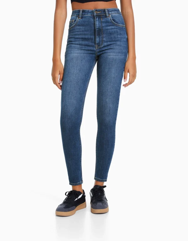 BERSHKA Jeans*Jean skinny taille très haute Bleu