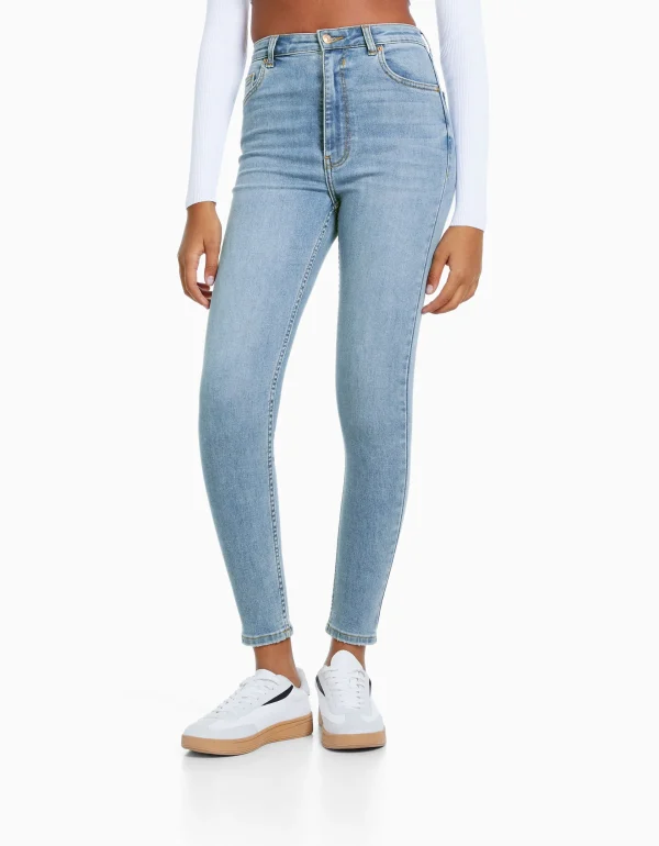 BERSHKA Jeans*Jean skinny taille très haute Bleu