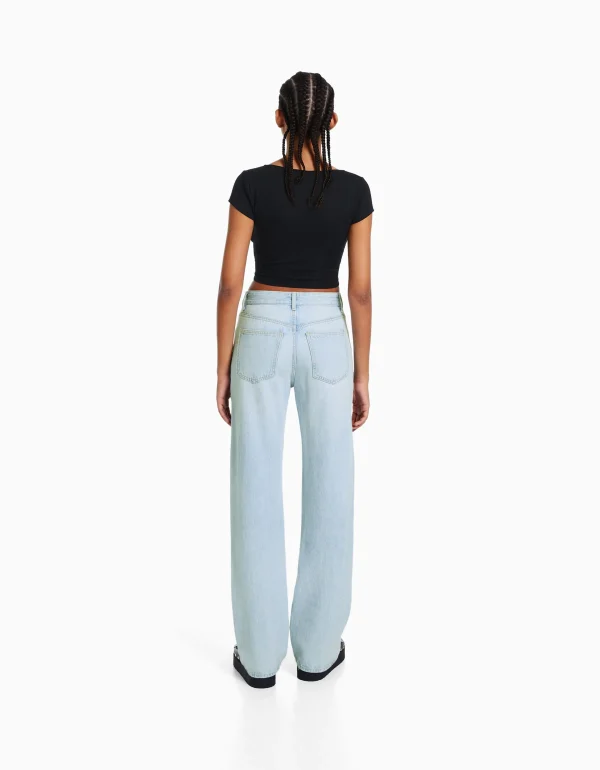 BERSHKA Jeans*Jean straight Bleu clair