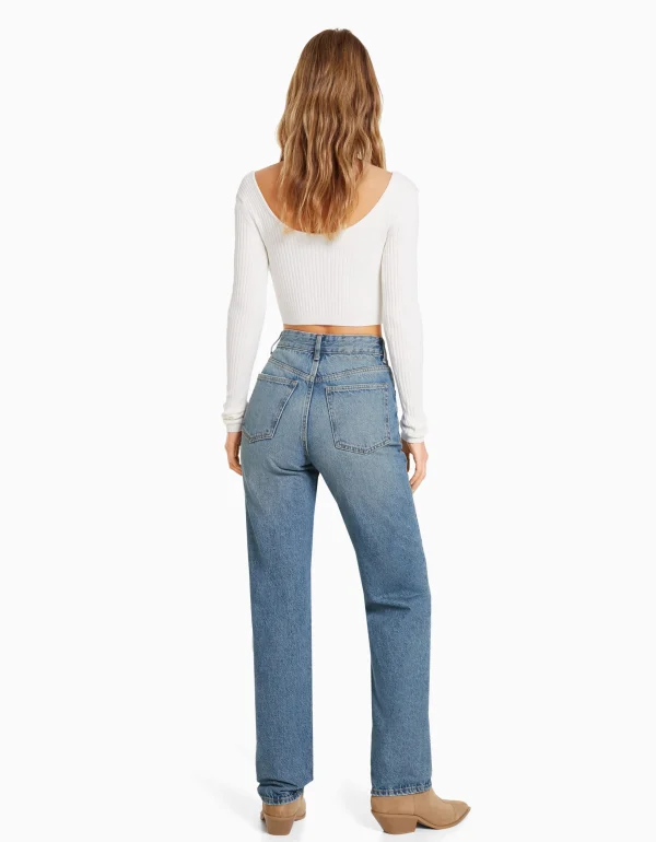 BERSHKA Vêtements*Jean straight Bleu clair