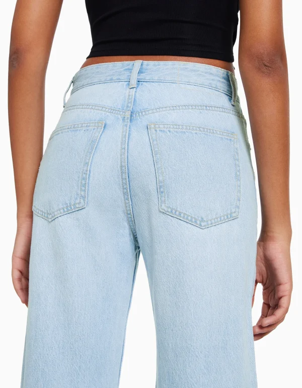 BERSHKA Jeans*Jean straight Bleu clair