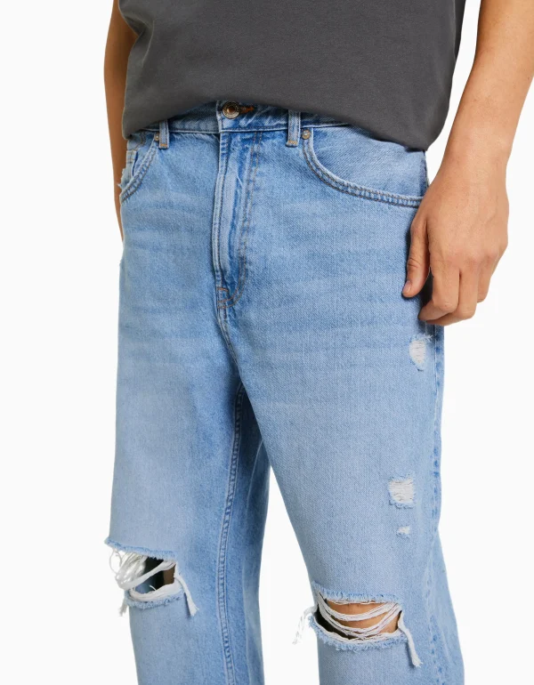 BERSHKA Jeans*Jeans loose déchirés Blanc