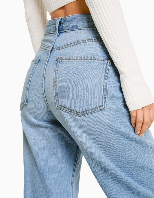 BERSHKA Vêtements*Jeans 90's wide leg Bleu lavé