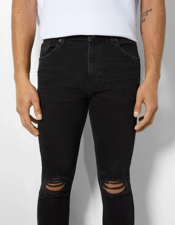 BERSHKA Jeans*Jeans super skinny déchirés Bleu