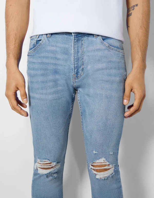 BERSHKA Jeans*Jeans super skinny déchirés Bleu