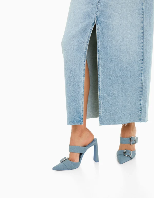 BERSHKA Vêtements*Jupe longue denim Bleu lavé