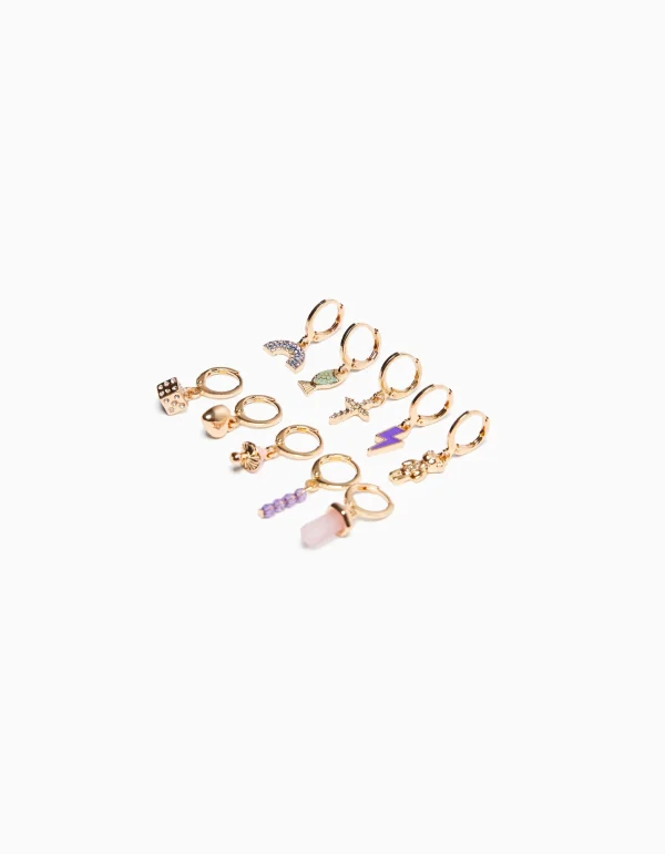 BERSHKA Tout voir*Lot 10 boucles d’eilles ear-cuff charm croix Or