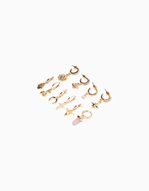 BERSHKA Tout voir*Lot 10 boucles d’eilles ear cuff croix Or