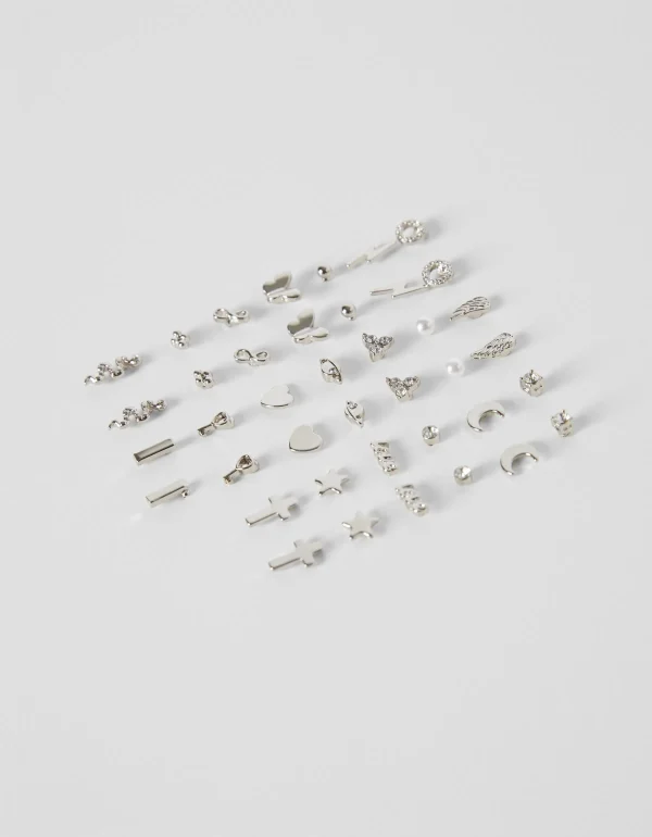 BERSHKA Tout voir*Lot 20 paires de boucles d’oreilles croix papillon Argent