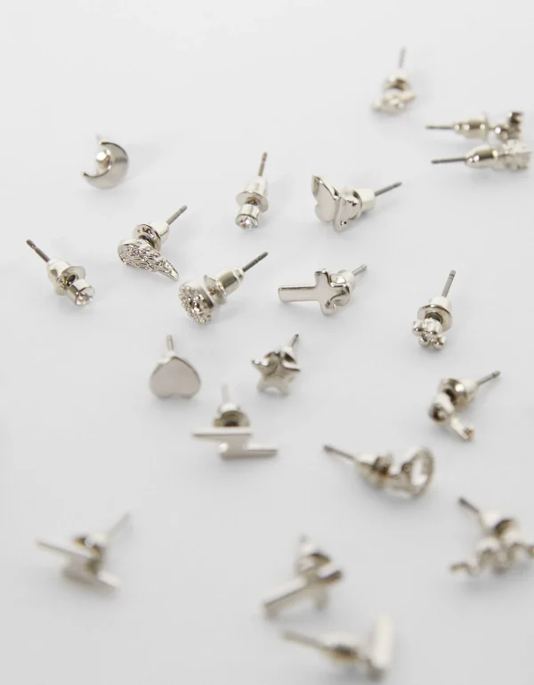 BERSHKA Tout voir*Lot 20 paires de boucles d’oreilles croix papillon Argent