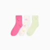 BERSHKA Tout voir*Lot 3 paires de chaussettes broderie Fuchsia