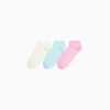 BERSHKA Chaussettes*Lot 3 socquettes texturées Bleu clair