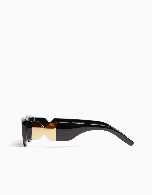 BERSHKA Lunettes*Lunettes de soleil détail métallisé Noir