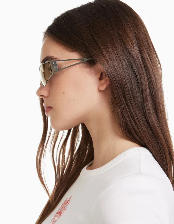 BERSHKA Lunettes*Lunettes vélo métalliques Bleu