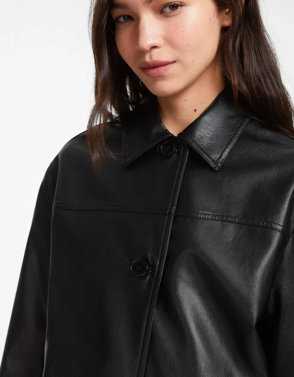 BERSHKA Vêtements*Manteau court similicuir Noir