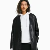 BERSHKA Similicuir*Manteau long en similicuir Noir