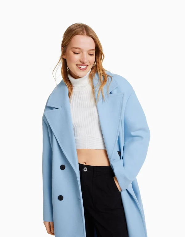 BERSHKA Trenchs et manteaux*Manteau long épaules tombantes Écru