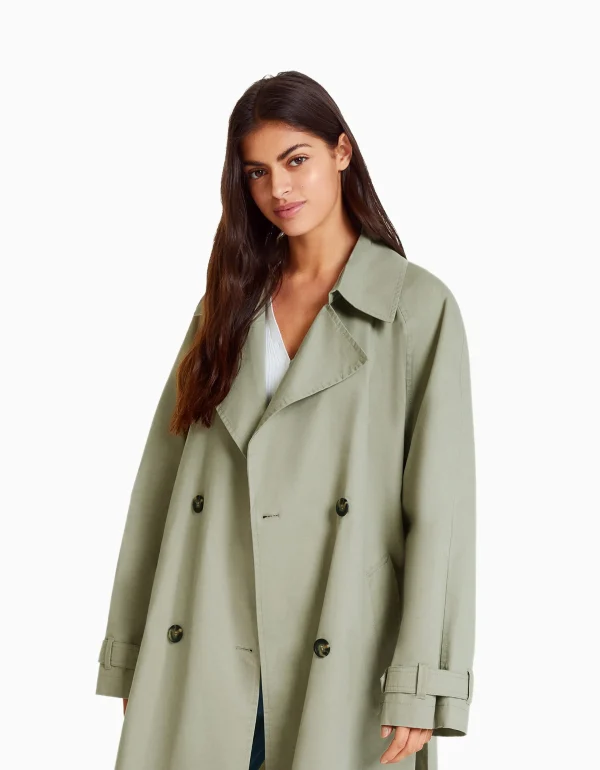 BERSHKA Best sellers*Manteau trench coton Camel