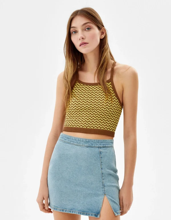 BERSHKA Jupes*Minijupe denim décontractée Bleu