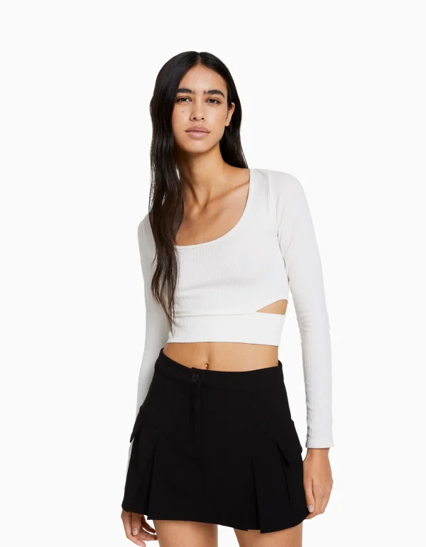 BERSHKA Jupes*Mini-jupe tailoring cargo poches Noir