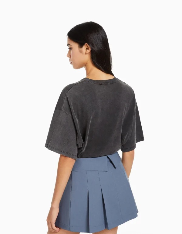 BERSHKA Vêtements*Minijupe tailoring plissée Noir