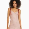 BERSHKA Vêtements*Mini-robe bretelles satinées similicuir Rose