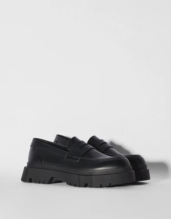 BERSHKA #bershkastyle*Mocassins semelle crantée homme Noir