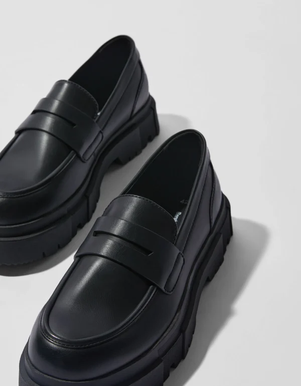 BERSHKA #bershkastyle*Mocassins semelle crantée homme Noir