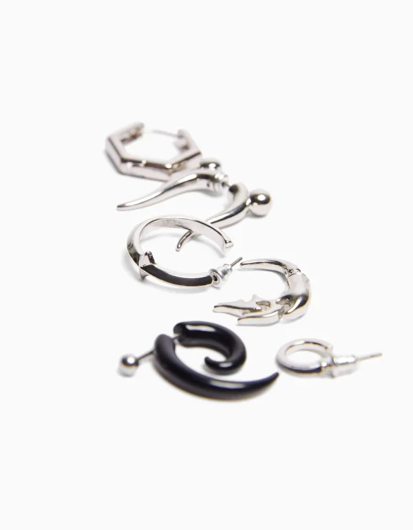 BERSHKA Tout voir*Pack 6 bijoux d’oreilles Argent