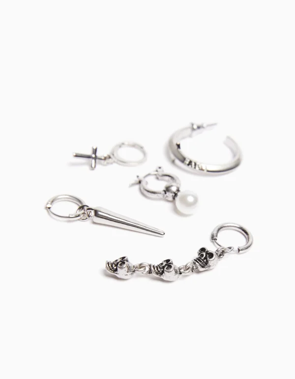 BERSHKA Tout voir*Pack 10 boucles d’oreilles croix Argent