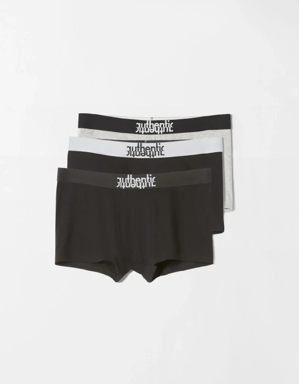 BERSHKA Underwear*Pack 3 boxers lettering Noir