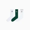 BERSHKA Chaussettes*Pack 3 chaussettes brodées varsity Blanc