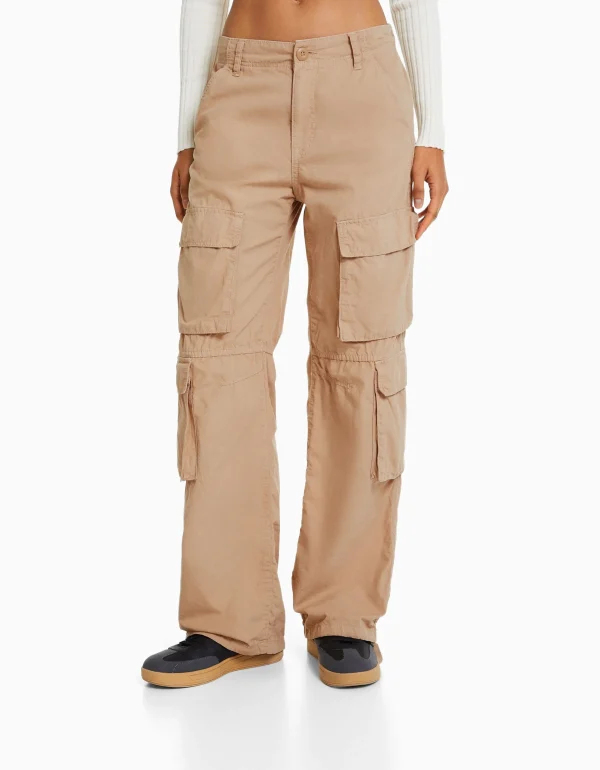 BERSHKA Vêtements*Pantalon cargo cordon Camel