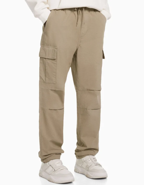 BERSHKA Vêtements*Pantalon cargo stoppeurs Sable