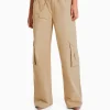 BERSHKA Pantalons*Pantalon cargo wide leg multipoches Kaki