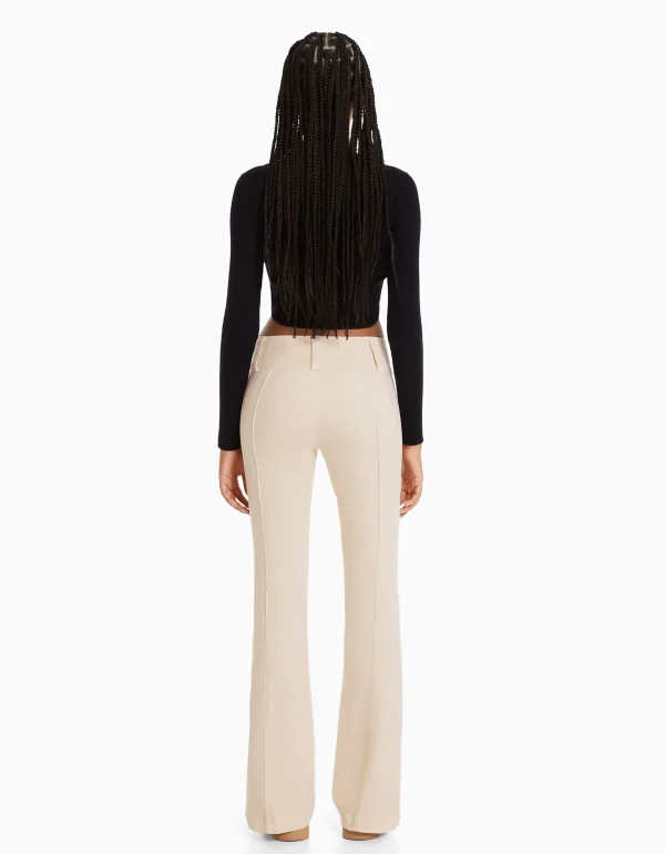 BERSHKA Pantalons*Pantalon flare sergé Noir