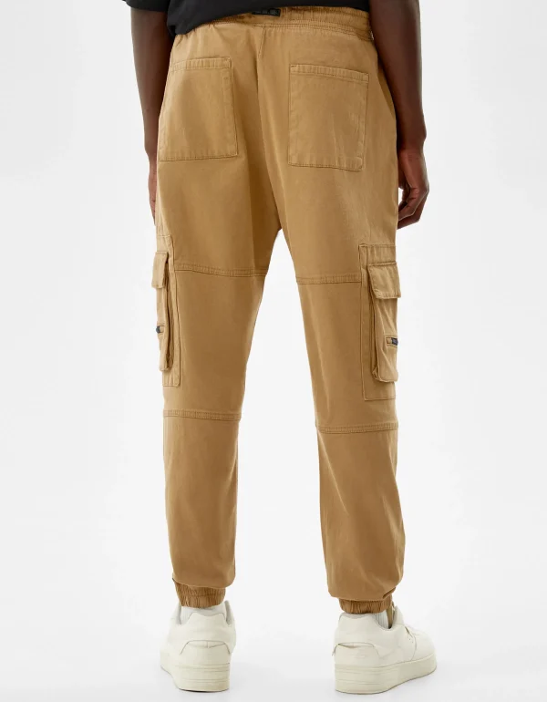 BERSHKA Pantalons*Pantalon jogger cargo Kaki