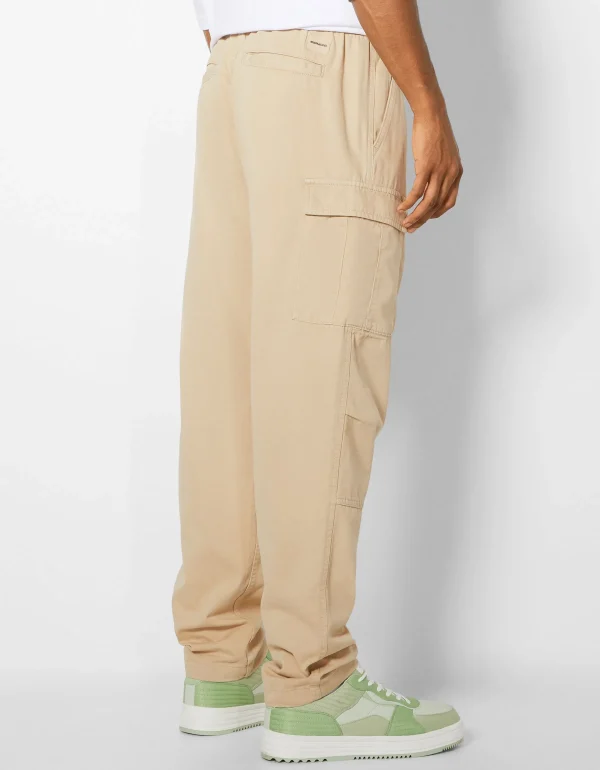 BERSHKA Pantalons*Pantalon jogger cargo regular fit Sable